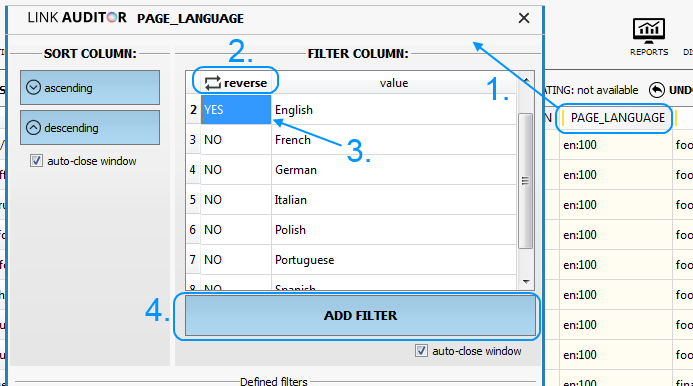 Link Auditor - filtering by language